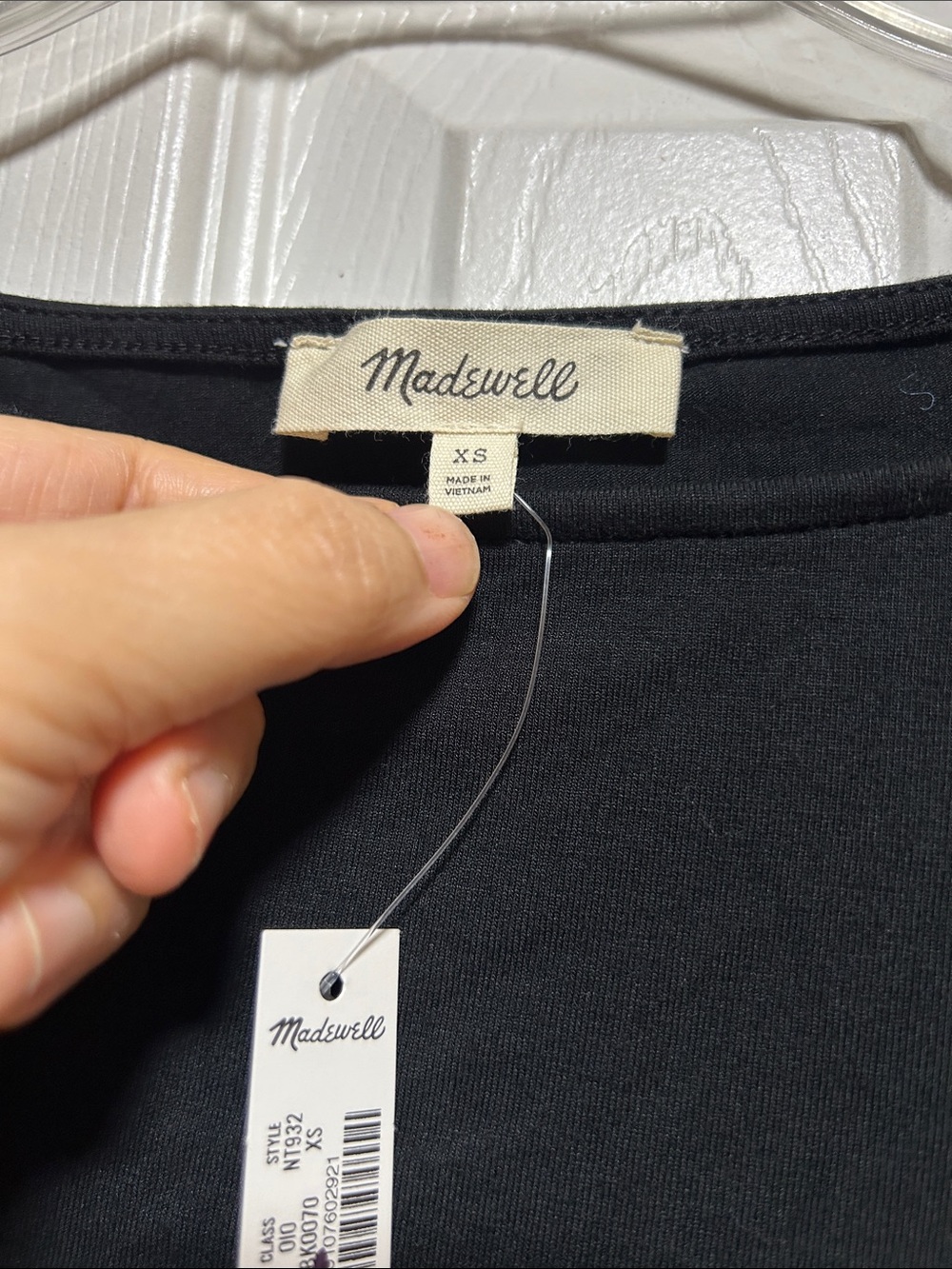 💗NWT Madewell Cinched Long-Sleeve Top Long Sleeve Jet Black Women's Size XS - Picture 7 of 8